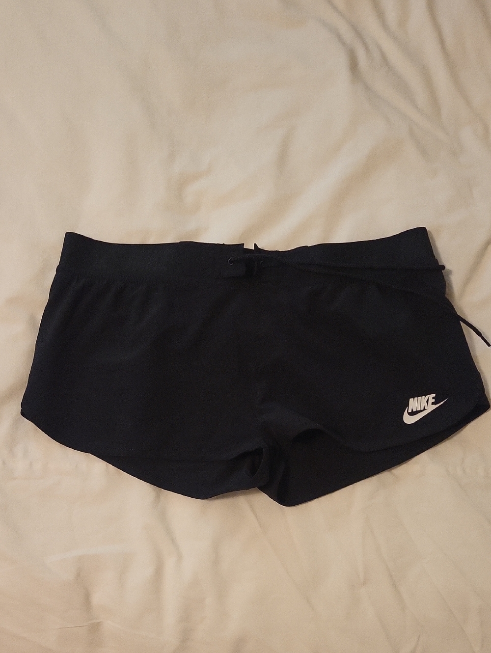 Nike Black Women's Athletic Shorts with White Logo